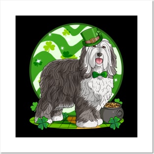 Bearded Collie Dog St Patricks Day Leprechaun Posters and Art